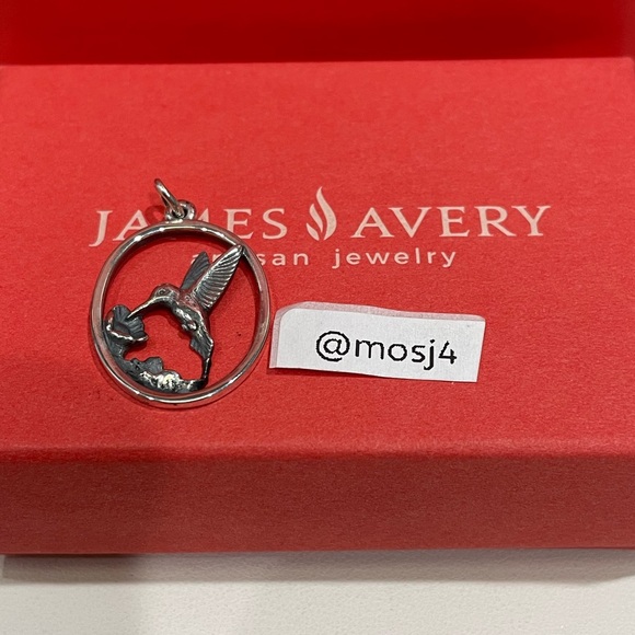 Retired James Avery Hummingbird with Flower 🌺 Oval Pendant - Picture 1 of 3